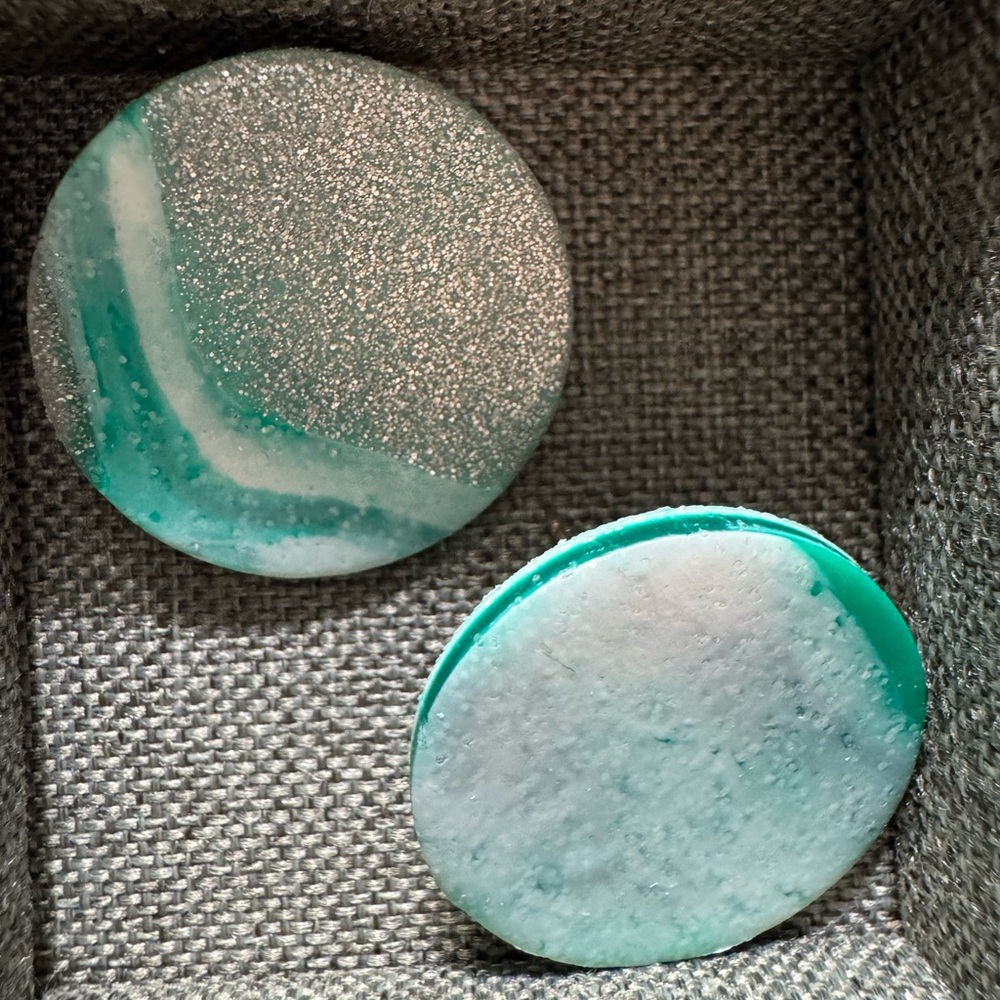 Elegant Green and Silver Clay Studs